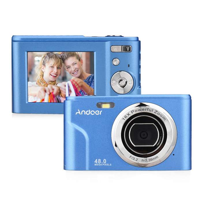Andoer Portable Digital Camera 48MP 1080P 2.4-inch IPS Screen 16X Zoom Auto Focus Self-Timer 128GB E