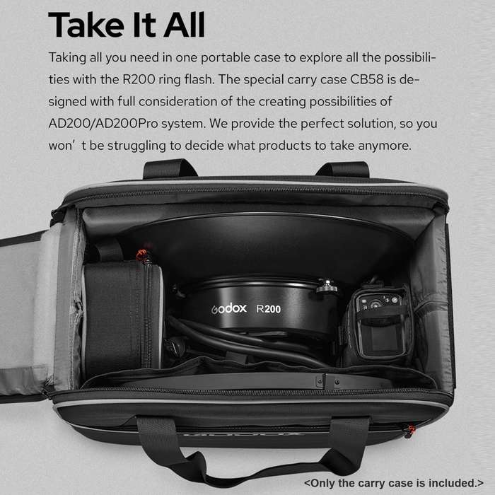 Godox CB-56 Portable Carry Case Carry Bag with Top Handles for Godox R200 Ring Flash AD200/ AD200Pro