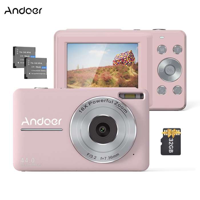 Andoer Portable 1080P Digital Camera Video Camcorder 44MP Auto Focus 2.5 IPS Screen 16X Digital Zoom