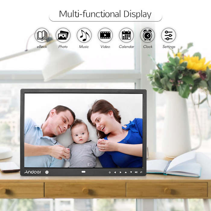 Andoer 15 Inch Large Screen LED Digital Photo Frame Desktop Album 1280 * 800 HD Music/ Video/ eBook/