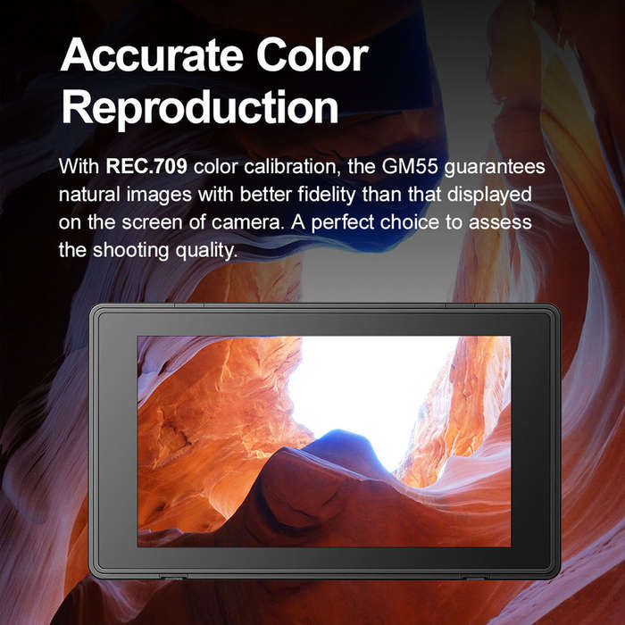 Godox GM55 5.5 Inch IPS Touchscreen On-Camera Monitor 4K HDMI Output 160 Wide Viewing Angle 3D LUT