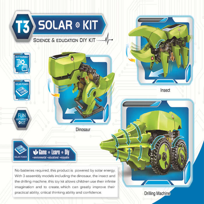3 in 1 Solar Robot DIY Children Intelligence Solar Toy Solar Handmade Toy Set STEM Science Toy Scien