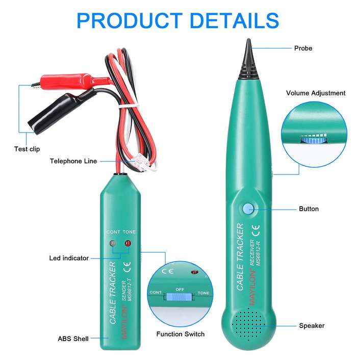 MAYILON MS6812 Portable Telephone Wire Tracer 100Hz~300kHz Receive Frequency Ranges UTP Tool L