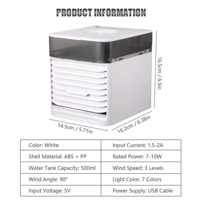 Portable Air Cooler Mini Air Conditioner with UV Sterilizing System Personal Desktop Air Cooler Humi
