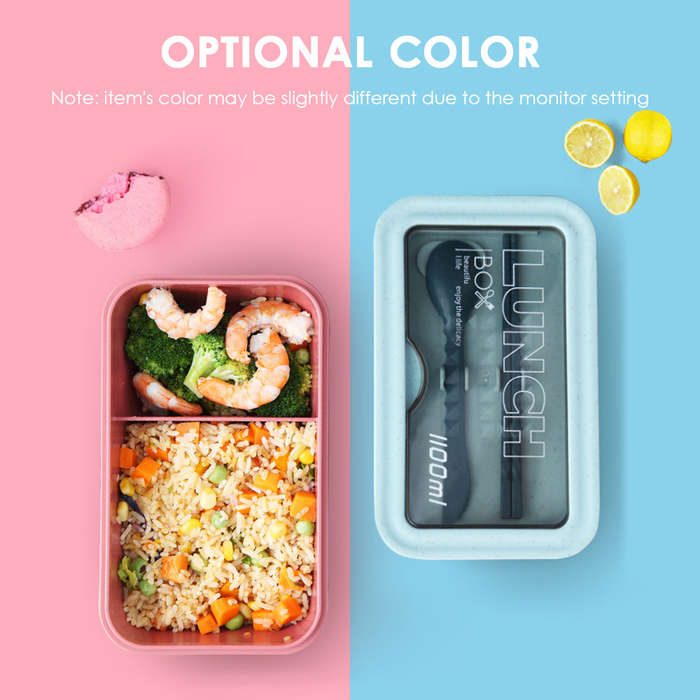 Bento Box Leak-proof Bento Lunch Box Meal Prep Containers Eco-Friendly Wheat Straw Lunch Box Kit wit