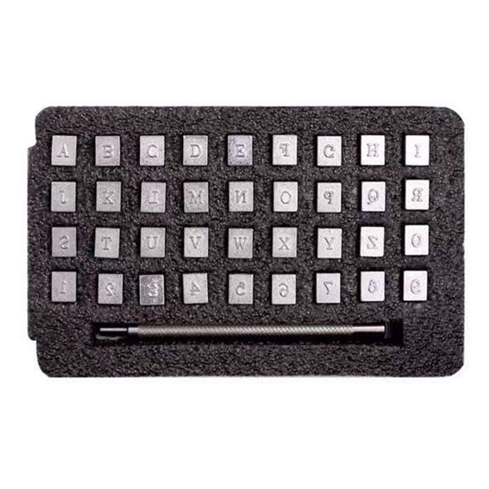 36PCS Alphabet Letter & Number Stamper Set Leather Stamping Tool Punch Stamps Knurled Non-slip Handl