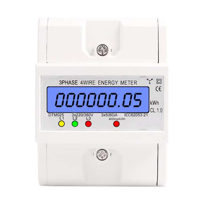 3 Phase 4 Wire Energy Meter 220/380V 5-80A Energy Consumption kWh Meter DIN Rail Installation