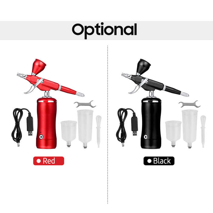 Portable Airbrush Kit 0.3mm 7cc Gravity Feed Airbrush with Compressor Auto Start & Stop Rechargeable
