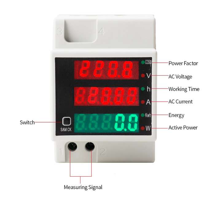AC80-300V 100A Digital Energy Meter DIN Rail Multimeter Electric Power Meter kWh Meter Multifunction