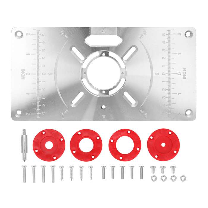 Router Table Insert Plate Aluminum Trimming Machine Engraving Flip Board with 4 Rings for Woodworkin