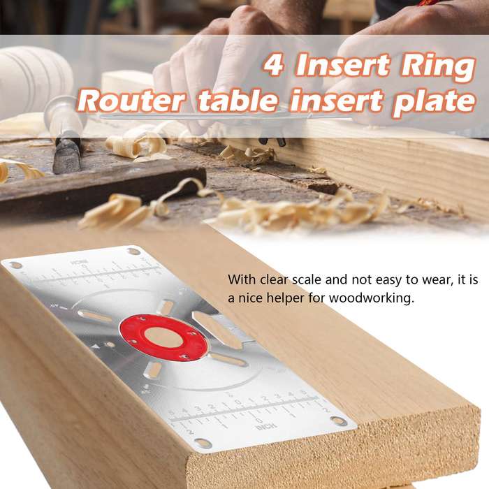 Router Table Insert Plate Aluminum Trimming Machine Engraving Flip Board with 4 Rings for Woodworkin