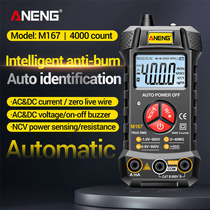 ANENG M167 Smart Digital Multimeter Auto Recognition 4000 Counts Voltmeter Ammeter Electric Test Pen