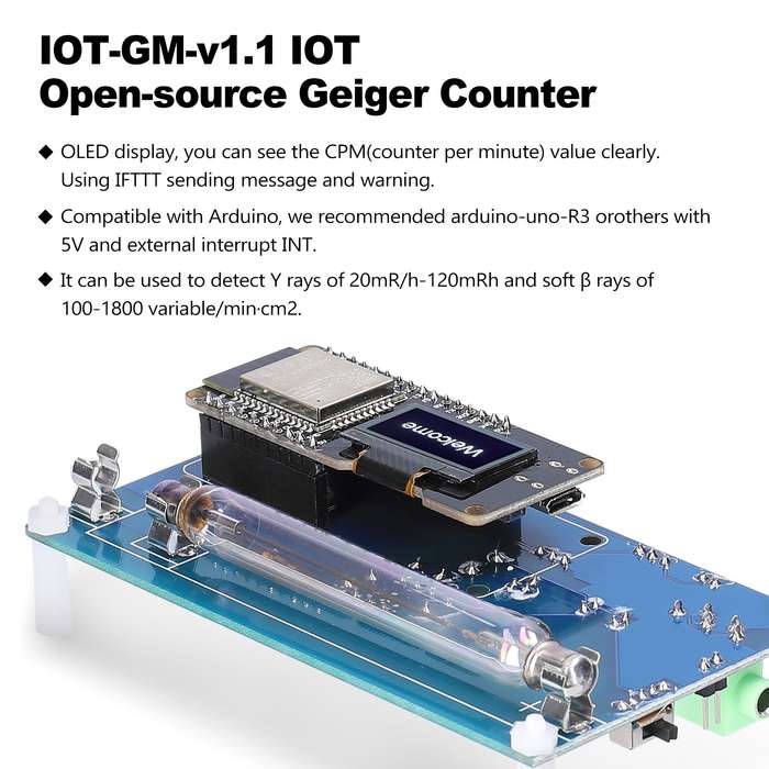 Open-source Geiger Counter OLED Display Nuclear Radiation Detector Set Marble-tile Tester Iodi
