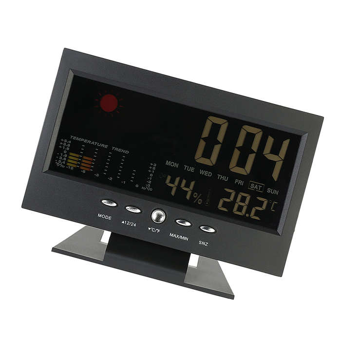 C/F Multifunctional Indoor Colorful LCD Digital Temperature Humidity Meter Clock Thermometer