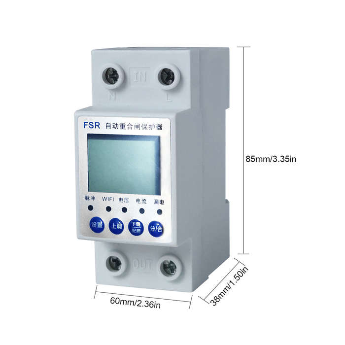 Automatic Reclosing Leakage Protector Power Adjustable Electric Source Protecting Device LCD D