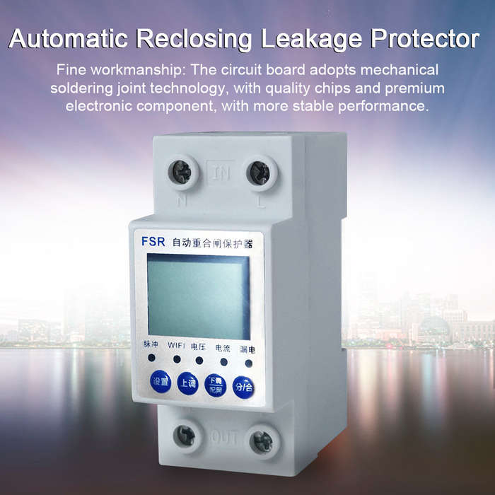 Automatic Reclosing Leakage Protector Power Adjustable Electric Source Protecting Device LCD D