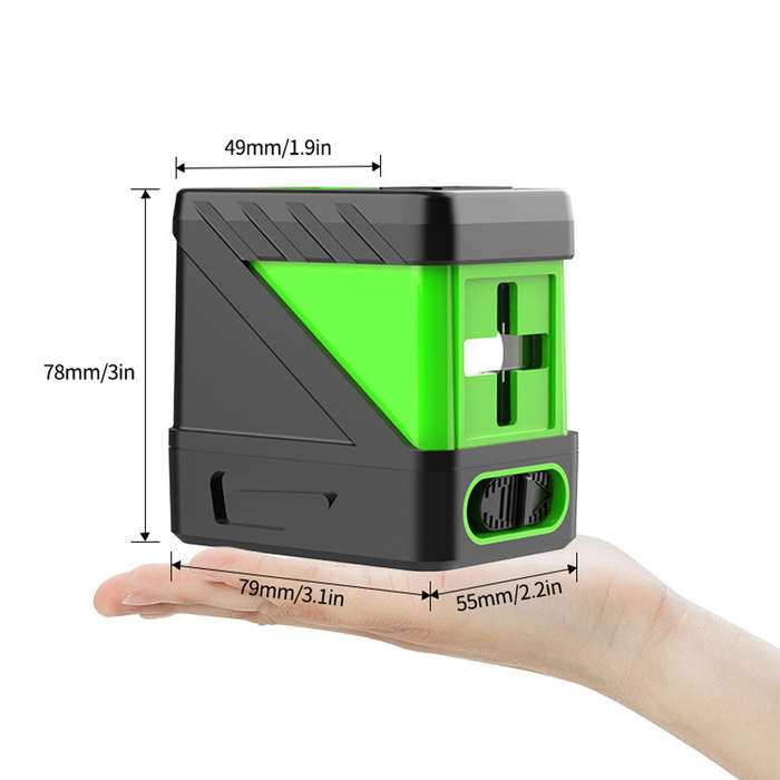 Portable High Brightness 2 Green Lines Laser Level Vertical Horizontal Lines 4 Self-leveling Functi