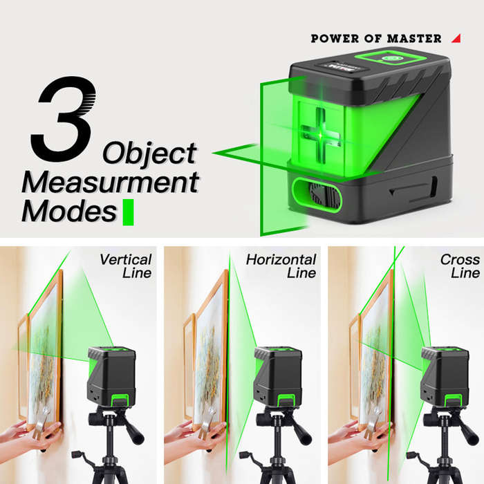 Portable High Brightness 2 Green Lines Laser Level Vertical Horizontal Lines 4 Self-leveling Functi
