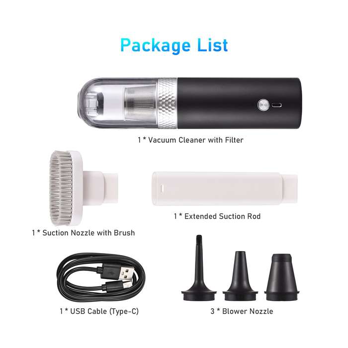 Portable Cordless Car Vacuum Cleaner 4500Pa Powerful 2 in 1 Handheld Rechargeable Car Vacuum and Blo