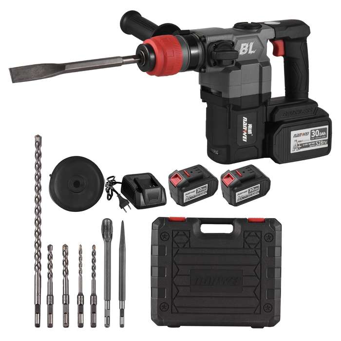 NANWEI 21V Cordless Industrial Brushless Lithium Hammer 6.0Ah Lithium Electric Hammer