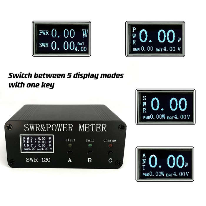 SWR-120 1.8MHz-50MHz 0.5W-120W Standing-wave Meter OLED Digital Display SWR HF Short Waves Met
