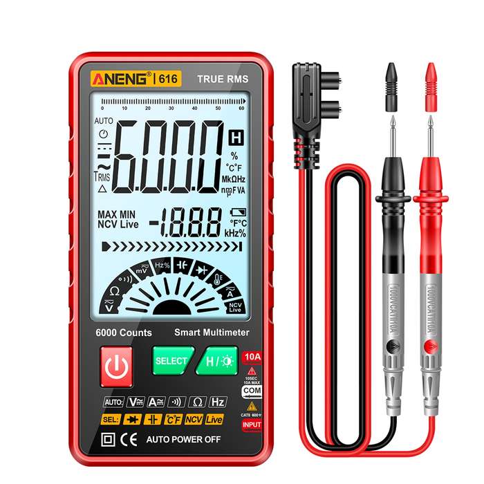 ANENG 616 Smart Digital Multimeter Auto Range 6,000 Counts NCV Universal Meter True RMS Handh