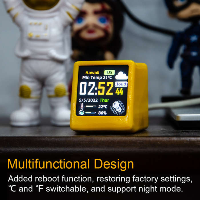 Desktop Intelligent Weather Station 240*240px 1.54 inch TFT IPS Screen Digital WiFi Clock Elec