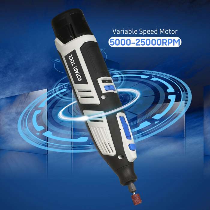 12V Cordless Rotary Tool Kit, 6 Variable Speeds, Powerful Engraver, Sander, Polisher, 200 Eas