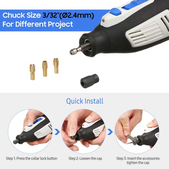 12V Cordless Rotary Tool Kit, 6 Variable Speeds, Powerful Engraver, Sander, Polisher, 200 Eas