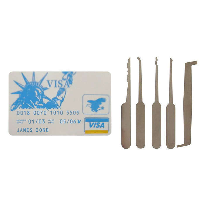 5Pcs Locksmith Padlock Stainless Steel Lock Picks Set Home Lock Fixing Skill Training