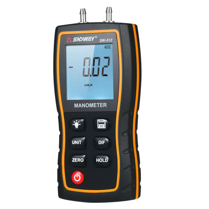 SNDWAY High Precision Differential Manometer Hand-held LCD Digital Dual-port Manometer Differe