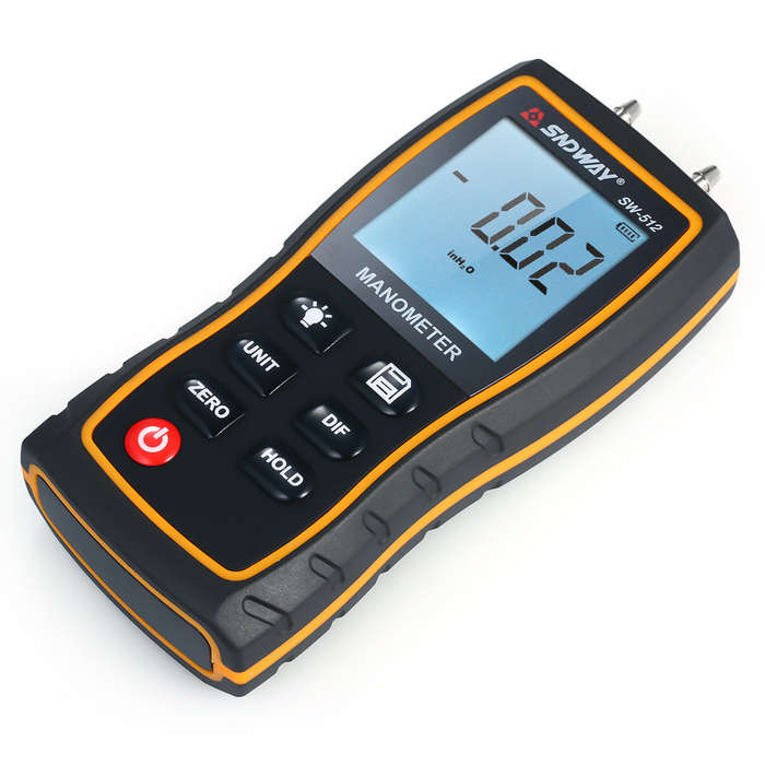 SNDWAY High Precision Differential Manometer Hand-held LCD Digital Dual-port Manometer Differe