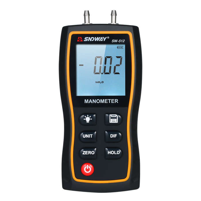 SNDWAY High Precision Differential Manometer Hand-held LCD Digital Dual-port Manometer Differe