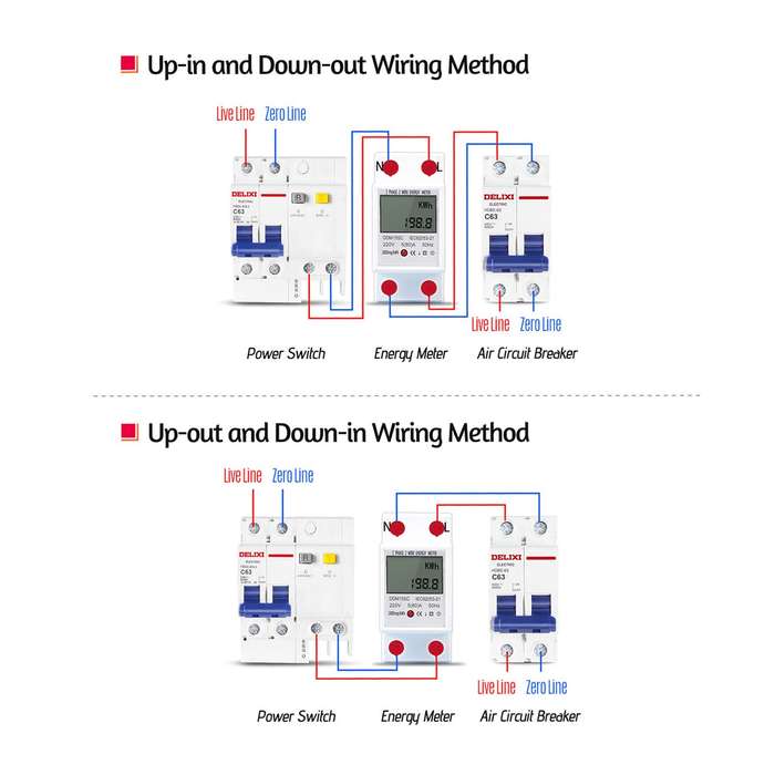 LCD Digital Display Single Phase DIN-Rail Energy Meter 5-80A 220V 50Hz Electronic KWh Meter Po