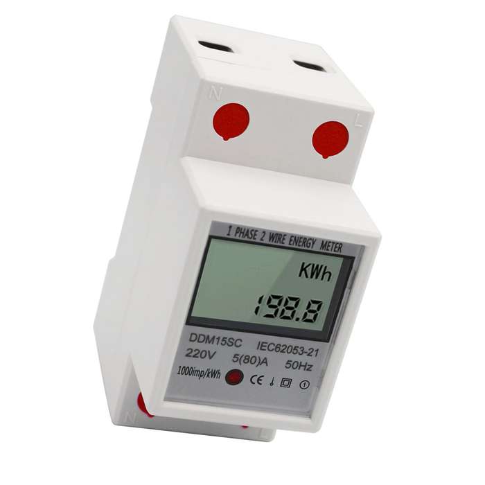 LCD Digital Display Single Phase DIN-Rail Energy Meter 5-80A 220V 50Hz Electronic KWh Meter Po