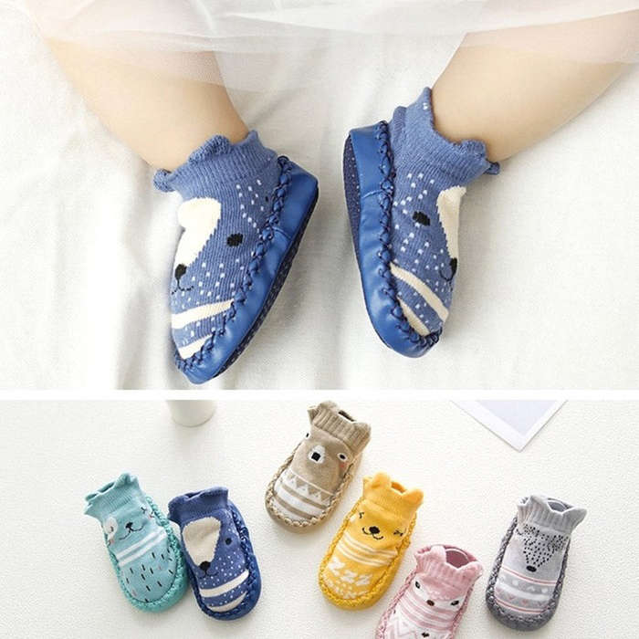 Baby Socks with Rubber Dots Soles Anti-Slip Soft Sole Cute Cartoon Floor Socks for Children I