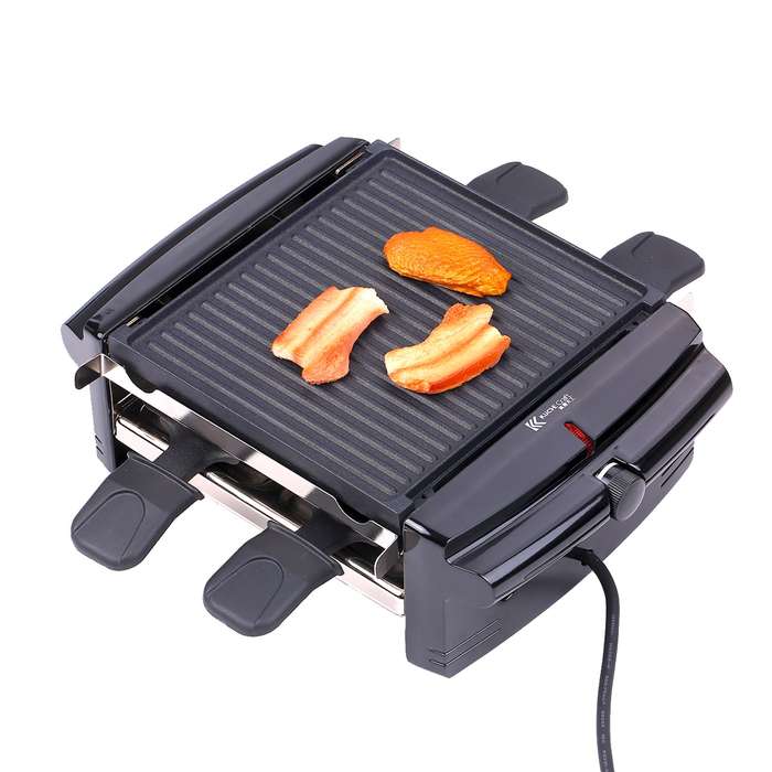 Electric Smokeless BBQ Grill Mini Reversible Griddle Barbecue Multifunctional Grill with 4 Baking Pa