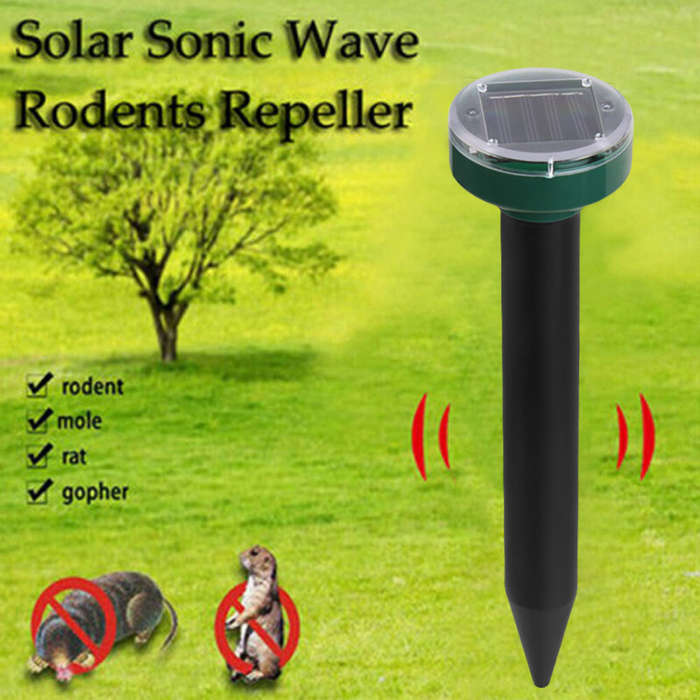 Solar Mole Repellent, Groundhog Repeller Ultrasonic & Solar Powered Animal Repellent for Lawn Garden