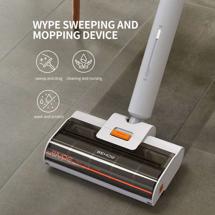 BEHOW WYPE Sweeping and Mopping Device Wireless Handheld Upright Cleaner 180Rotatable Silent Clean