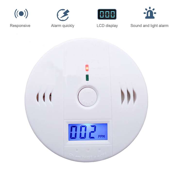 Carbon Monoxide Alarm Detector CO Alarm Detector Powered by Battery with LCD Display Voice Warning