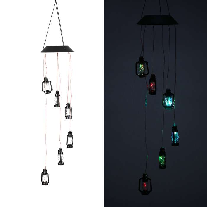 Solar Wind Chimes Lantern Color Changing Mobile Light LED Wind Chimes Waterproof Hanging Lights for