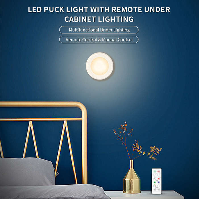 LEDs Puck Light Cabinet Lighting with Remote 16RGB Closet Light 10 Dimmer Timer Function Wirelessly