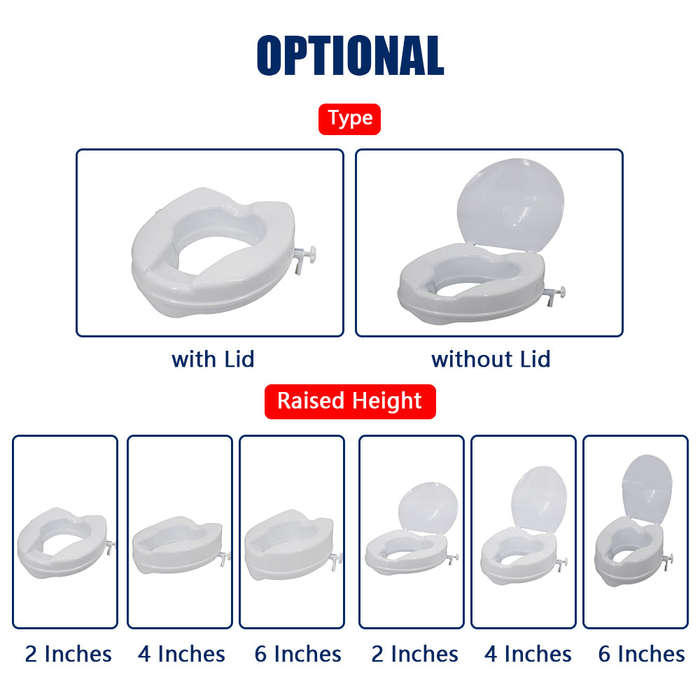 Raised Toilet Seat with Lid 300 Lbs Heavy Duty Elevated Toilet Seat with Tightening Clamps Raised To