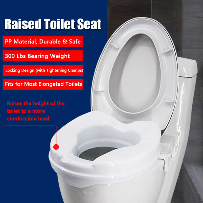 Raised Toilet Seat with Lid 300 Lbs Heavy Duty Elevated Toilet Seat with Tightening Clamps Raised To