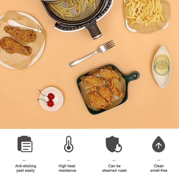 200pcs Heat Resistant Air Frying Pan Paper Nonstick Air Fryer Liners 8.5 Inch Square Oil Paper for A