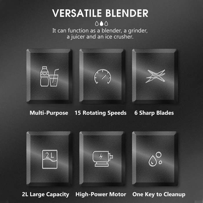 Multifunctional Blender for Smoothie Milkshake Juicer Ice Crusher Electric Grain Grinder 4500W 15 Ro