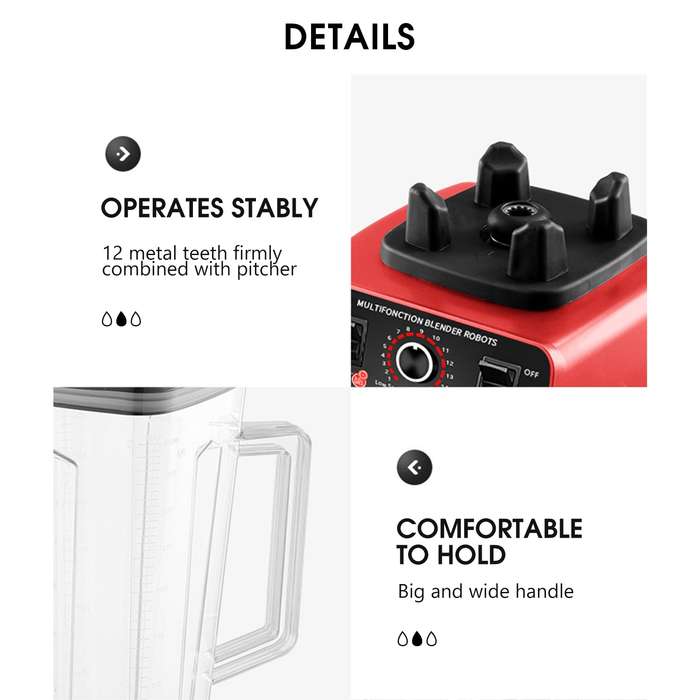 Multifunctional Blender for Smoothie Milkshake Juicer Ice Crusher Electric Grain Grinder 4500W 15 Ro