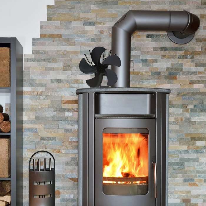 Start Silent Heat Powered Wood Stove Fan 6 Blad-es for Gas/Pellet/Wood/Log Burning Stove