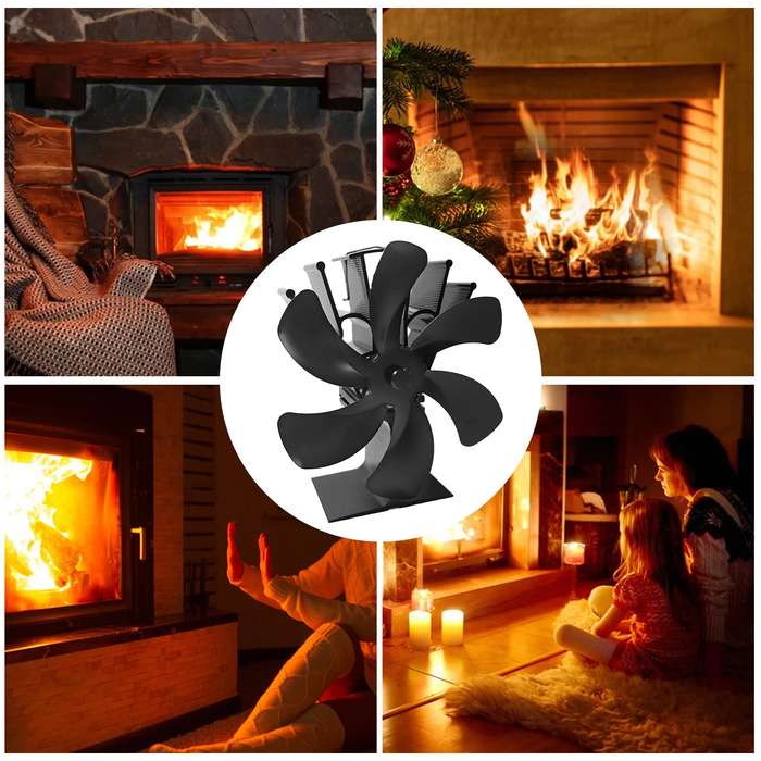 Start Silent Heat Powered Wood Stove Fan 6 Blad-es for Gas/Pellet/Wood/Log Burning Stove