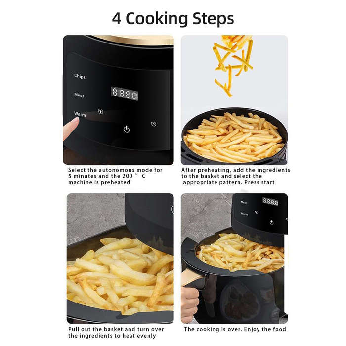 Air Fryer Home Multifunctional Smart with Touch Screen 6L Large Capacity 1200W High Power Electric O
